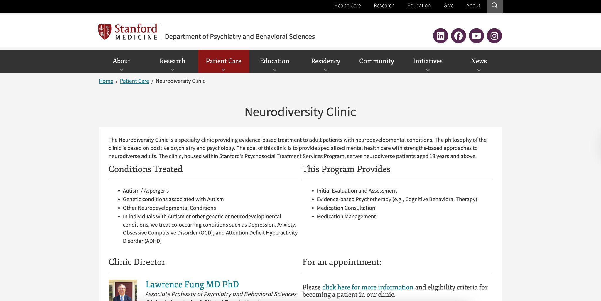 Exterior or representative image for Stanford Neurodiversity Clinic